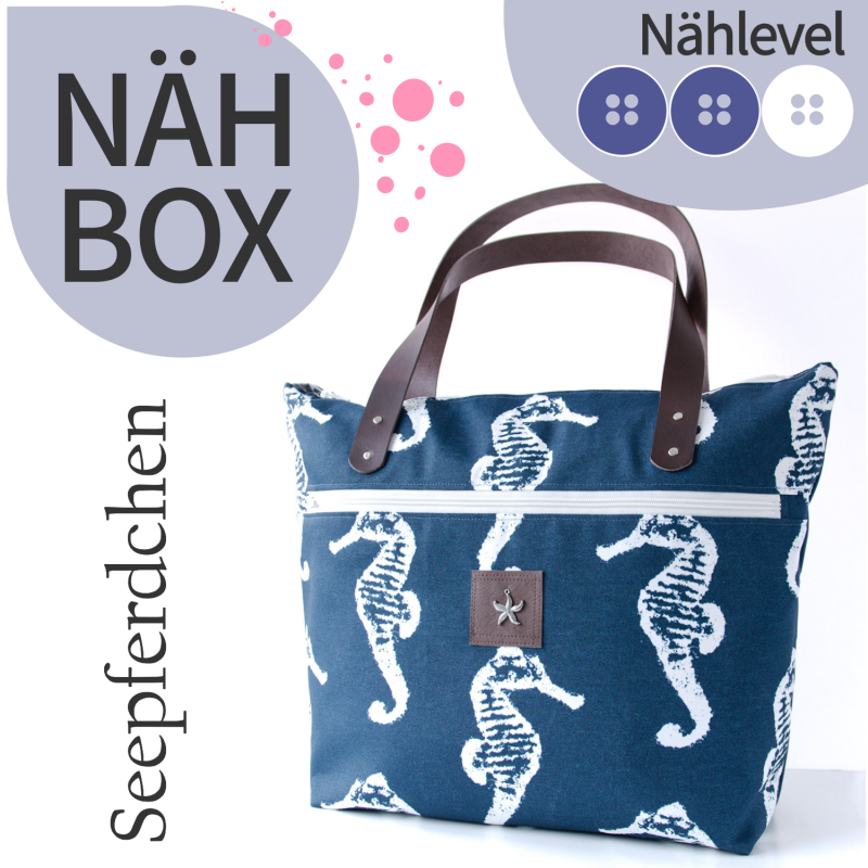 Nähbox 'Piper' - Seepferdchen navy