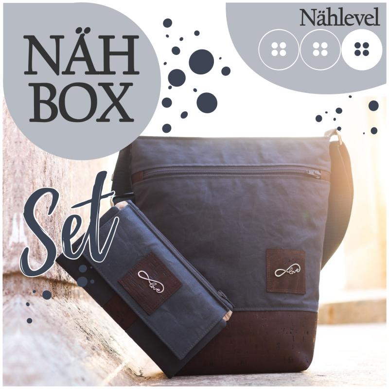 Nähbox Set - Umhängetasche & Geldbörse - Waxed Grey